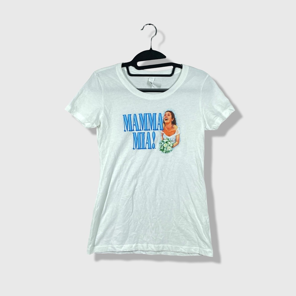 Next Level Mamma Mia Graphic T-Shirt Women Small White Y2K Pop Culture Musical